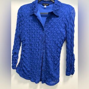 Cable & Gauge Royal Blue Crinkle Button-Down Shirt
